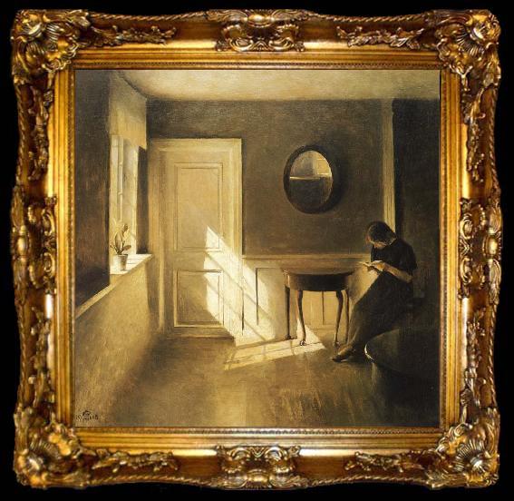 framed  Peter ilsted Interior with Girl Reading, ta009-2